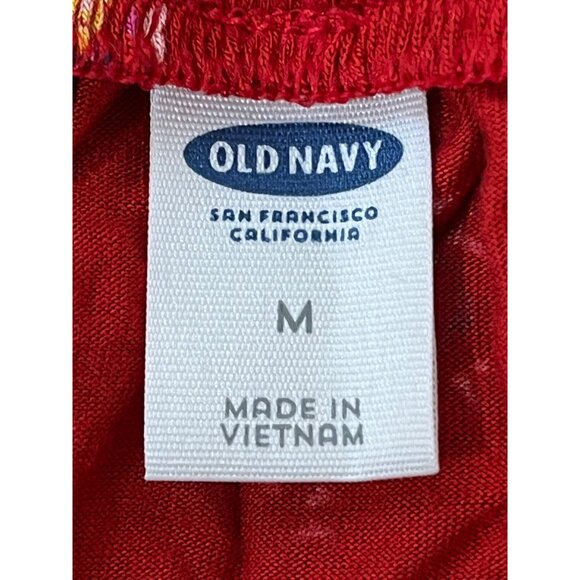 Old Navy Red Patterned Blouse Medium Rayon Womens Top - Picture 5 of 7